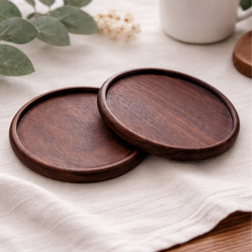2pcs style solid wood - solid, coasters