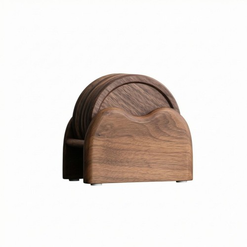Walnut coasters round - walnut,