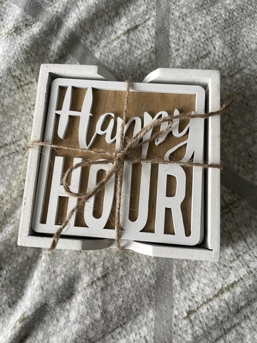 Wooden letter coasters with - wooden,