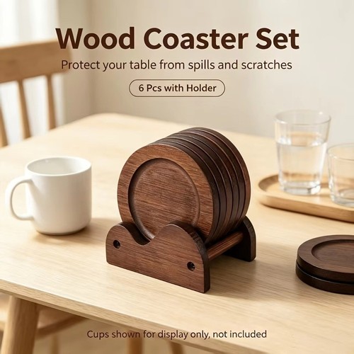 6pcs set thick - thick, wooden