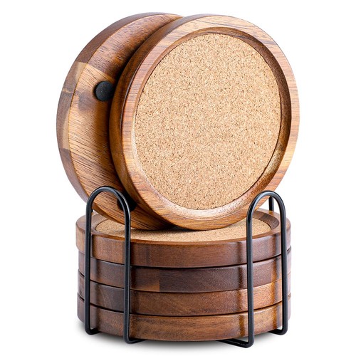 Wood cork coasters - wood,