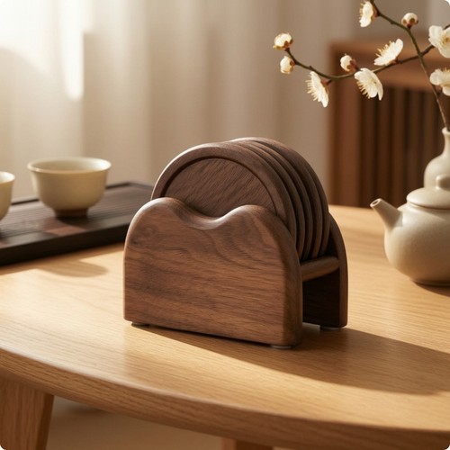 Walnut coasters round - walnut,