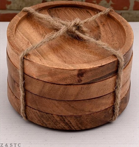 Natural acacia wooden coaster - acacia,
