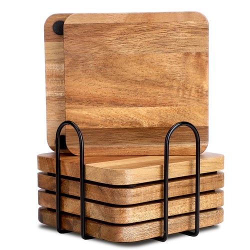 Wlwnwft acacia wood coasters - wood,