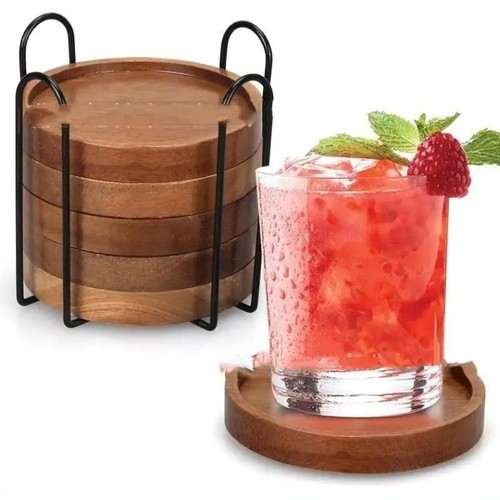 Wooden drink coasters - set, 6