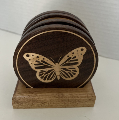 Set wooden coasters wi - wooden,