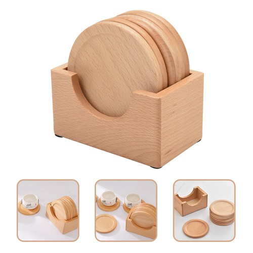 Pcs wooden coasters drinks - wooden,