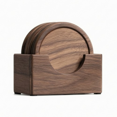 Walnut coasters round - coasters, wood