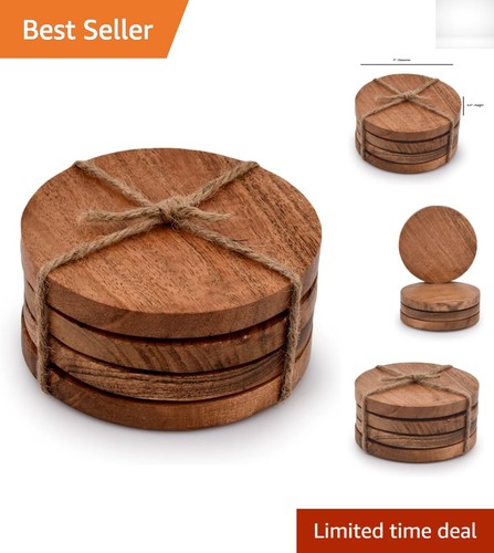 Acacia wood round coasters - acacia,