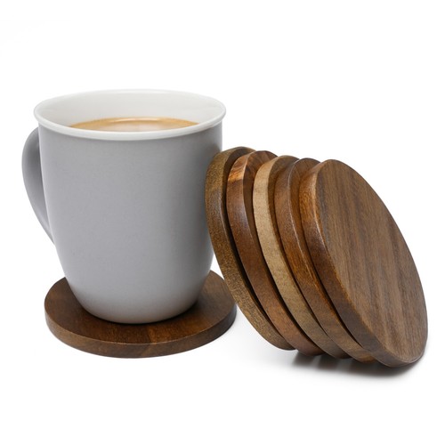 Wooden coasters acacia - 6x,
