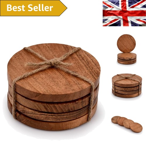Rustic acacia round coasters - acacia,