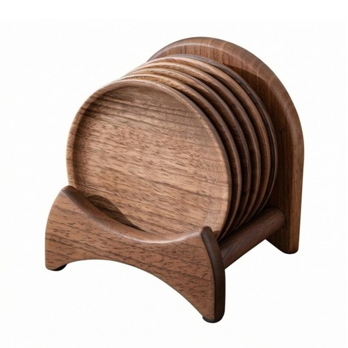 Walnut coasters round wood - walnut,