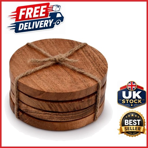 Wood acacia round coasters - acacia,
